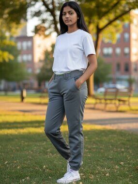 Mizuno Softball Pants Belted Girls Size Youth Medium Gray Elastic Bottom